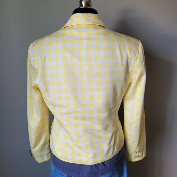 Marina Sitbon for Kamosho Paris Yellow Gingham Cropped Jacket 1980s Vintage - Picture 3 of 16